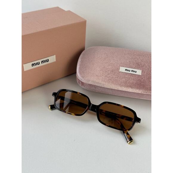 NEW Miu Miu MU11ZSF Regard Brown Havana Sunglasses $505 - Picture 2 of 7